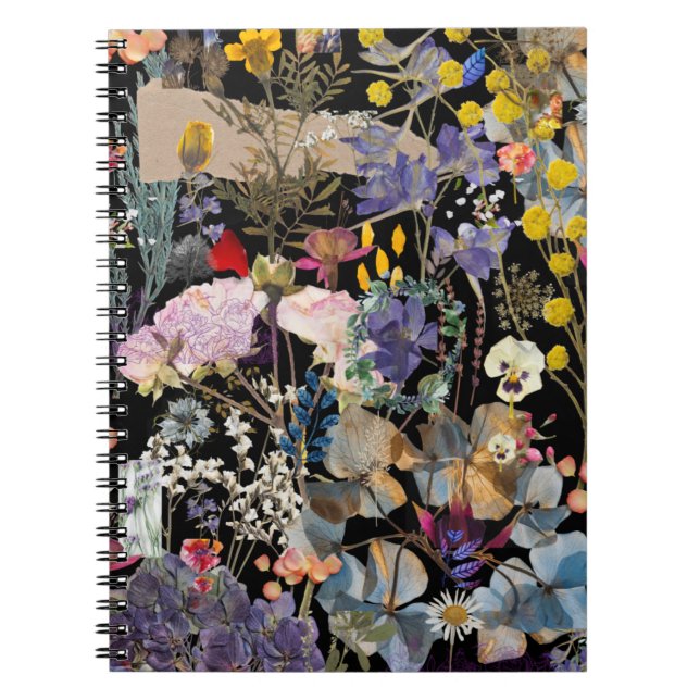 Cuaderno Elegante collage de flores silvestres multicolor (Frente)