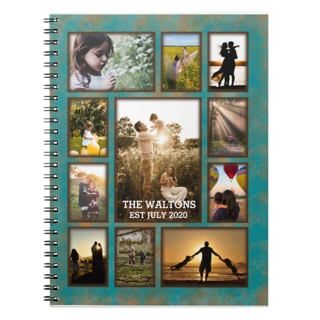Cuaderno Elegante Collage de fotos De Cobre Y Familia De Ma (Frente)