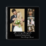 Cuaderno Elegante Collage de fotos del Día de la Boda Perso<br><div class="desc">Elegante Cojín decorativo de Collage de fotos del Día de la Boda Personalizada</div>