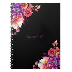 Cuaderno Elegante color de agua blanco floral