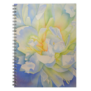 Cuaderno Elegante color de agua floral de peonia amarilla b