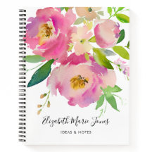 Elegante color de agua floral rosada Peony Pastel