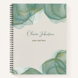 Cuaderno Elegante color de agua verde Purpurina dorado