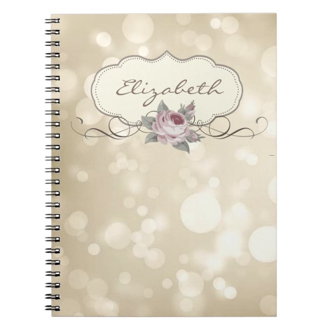 Cuaderno Elegante con Estilo, Bokeh, Rosa (Frente)