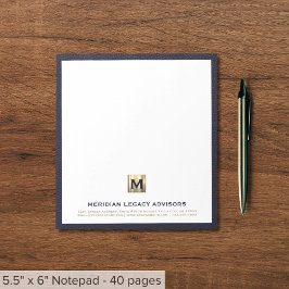 Cuaderno elegante con logotipo inicial en azul y d