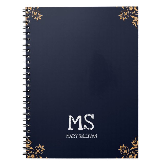 Cuaderno Elegante con Monograma para Ella (Frente)