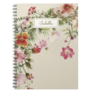 Cuaderno elegante con nombre floral moderno
