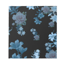 Cuaderno elegante con patrón floral en azul turque