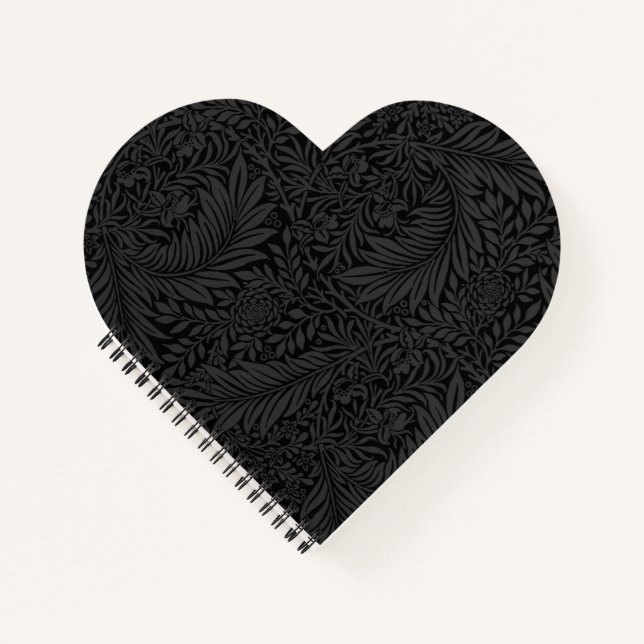 Cuaderno elegante con patrón floral negro (Anverso)