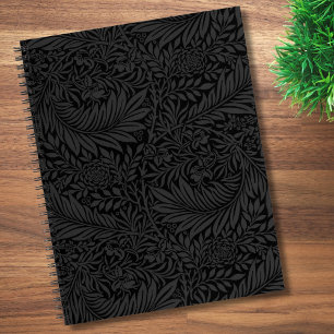 Cuaderno elegante con patrón floral negro