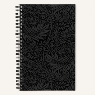 Cuaderno elegante con patrón floral negro