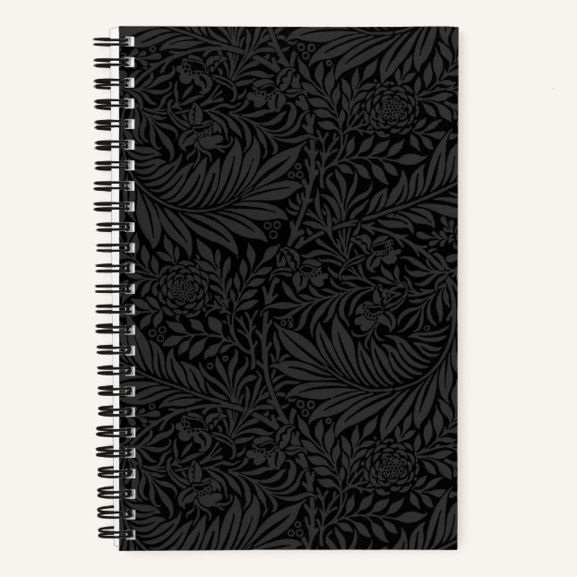 Cuaderno elegante con patrón floral negro (Anverso)