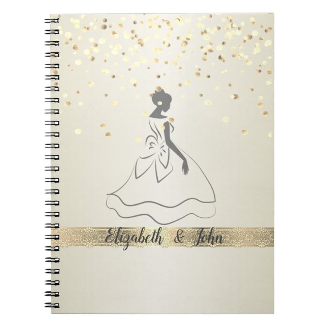 Cuaderno Elegante, Confetti, encaje, planificador de boda n (Frente)