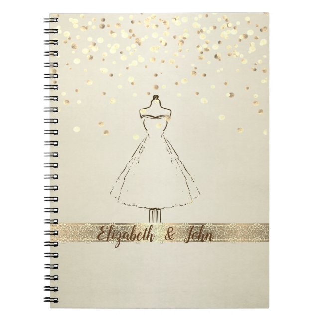 Cuaderno Elegante,Confetti,Lace,Vestido planificador de bod (Frente)