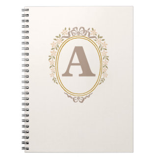 Cuaderno Elegante Coqueta de Marco Floral de Monograma Vint