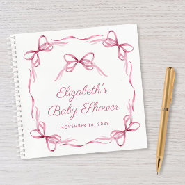 Cuaderno Elegante Coquette Bows Baby Girl Shower Guest Book
