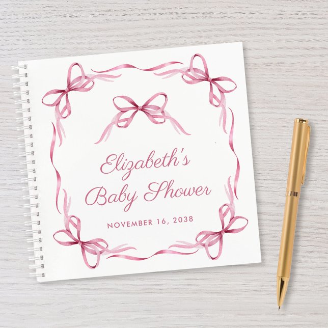 Cuaderno Elegante Coquette Bows Baby Girl Shower Guest Book (Subido por el creador)