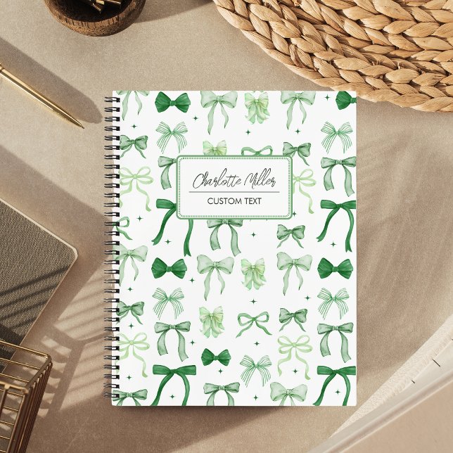 Cuaderno Elegante Coquette Espiral de arcos verdes estético (Subido por el creador)