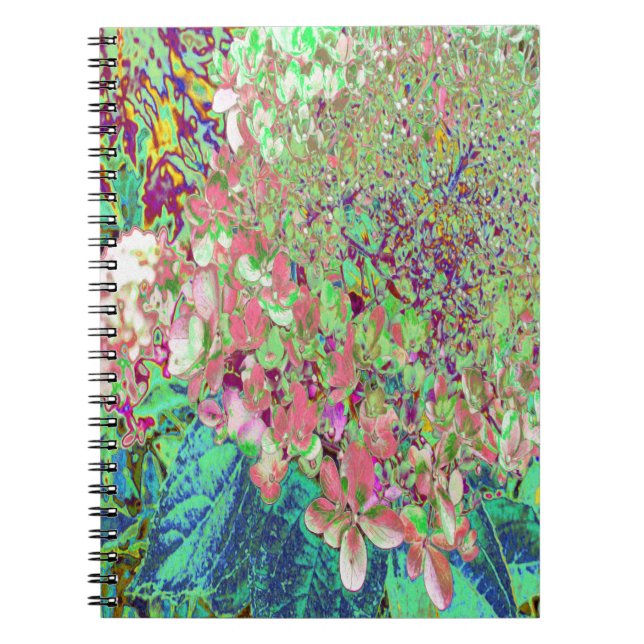 Cuaderno Elegante Coral y Chartreuse Limelight Hydrangea (Frente)