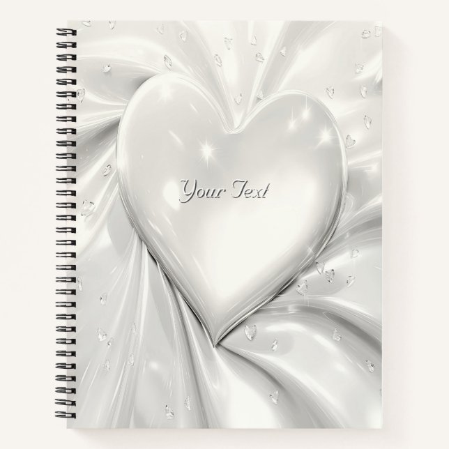 Cuaderno Elegante Corazón Crema Blanco (Anverso)