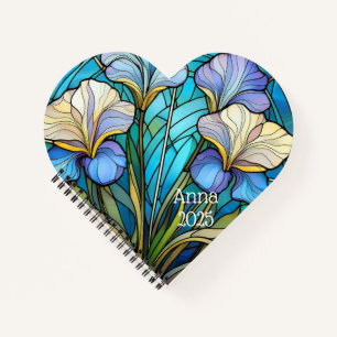 Cuaderno Elegante Corazón de Art Nouveau Floral de vidrio m