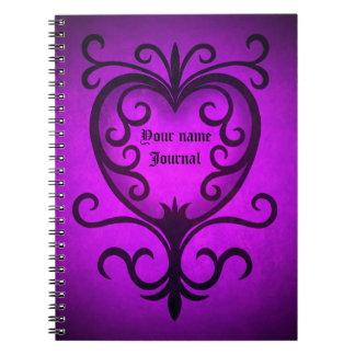 Cuaderno Elegante corazón gótico victoriano en violeta