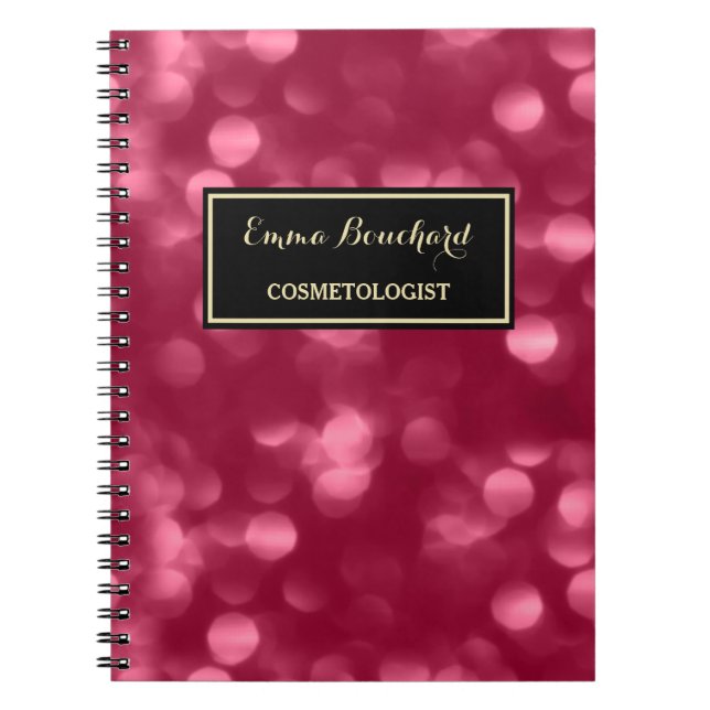 Cuaderno Elegante Cosmetólogo Glamoroso Pink Luxe Bokeh (Frente)