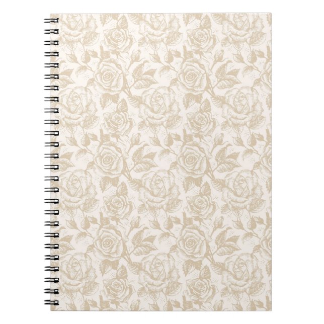 Cuaderno Elegante crema Rosa floral (Frente)