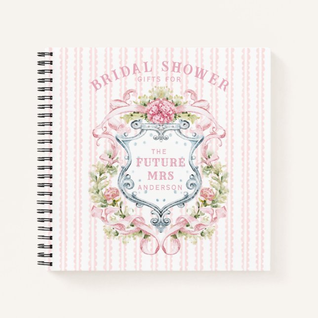 Cuaderno Elegante cresta para ducha de novia floral (Anverso)