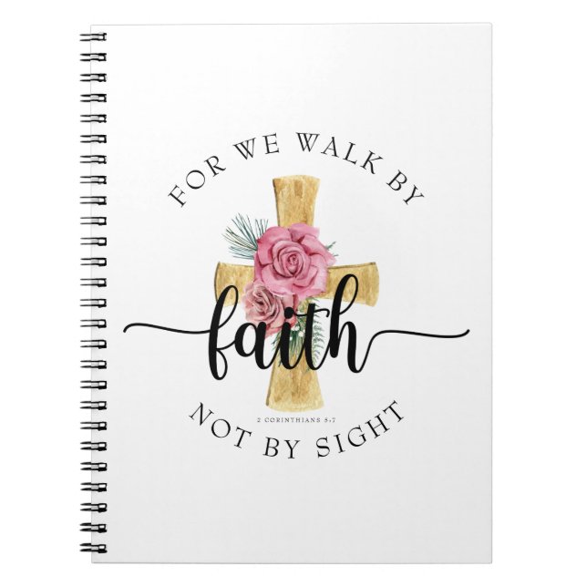 Cuaderno Elegante Cruz Floral Rosa (Frente)