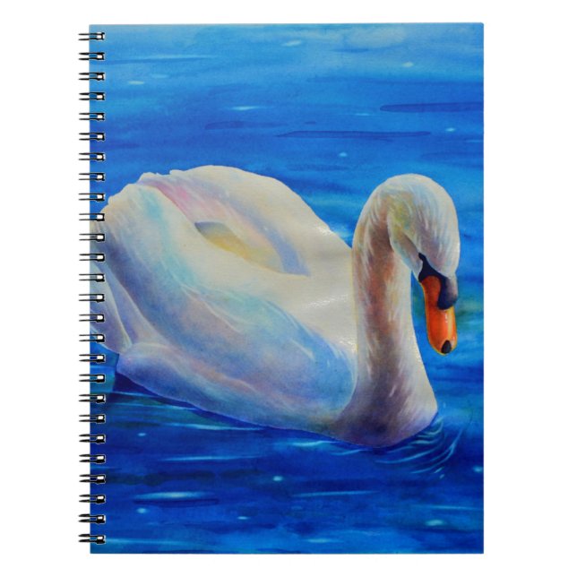 Cuaderno Elegante cuadro de acuarela de cisne blanco (Frente)