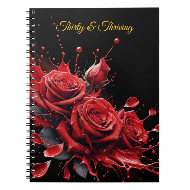 Cuaderno Elegante cumpleaños número 30 - Rosas en flor (Frente)