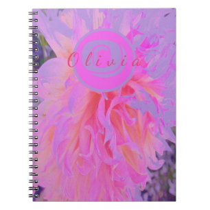 Cuaderno Elegante Dahlia con decoración magenta y rosa
