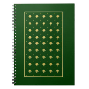 Cuaderno Elegante Damasco Verde y Oro