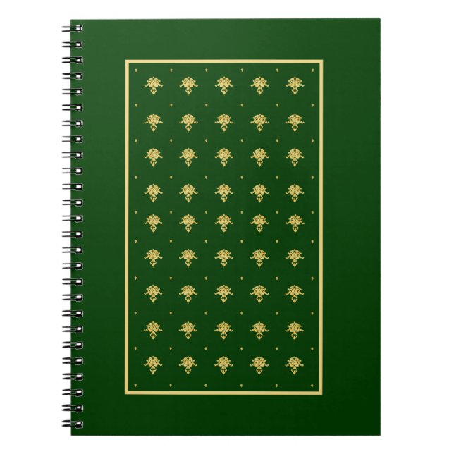 Cuaderno Elegante Damasco Verde y Oro (Frente)