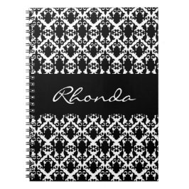 Cuaderno Elegante Damask negro y blanco