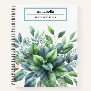 Cuaderno Elegante de Acuarela de Hojas Verdes Botá