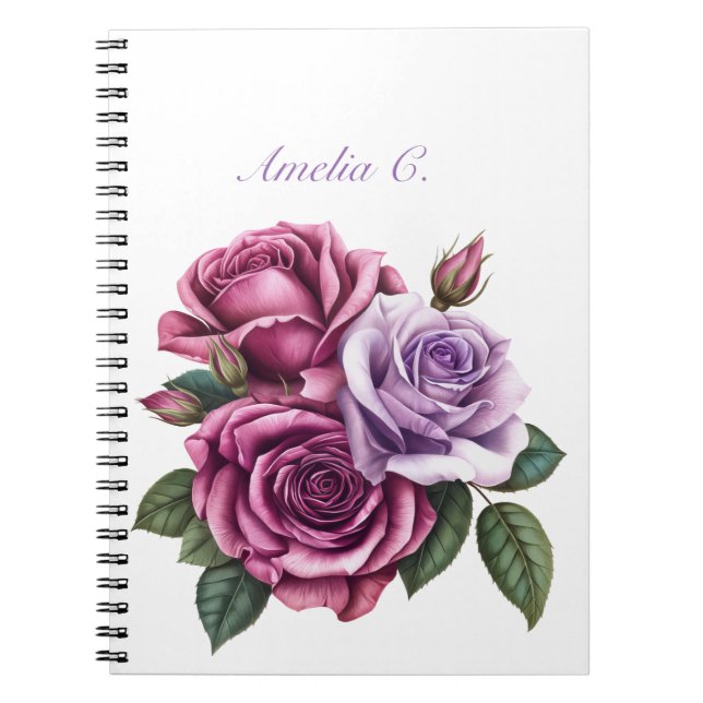 Cuaderno elegante de color acuático blanco floral (Frente)