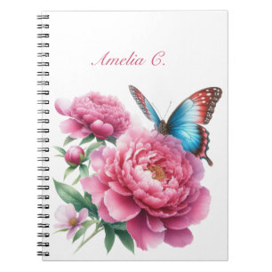 Cuaderno elegante de color acuático blanco floral