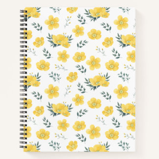 Cuaderno elegante de flores amarillas
