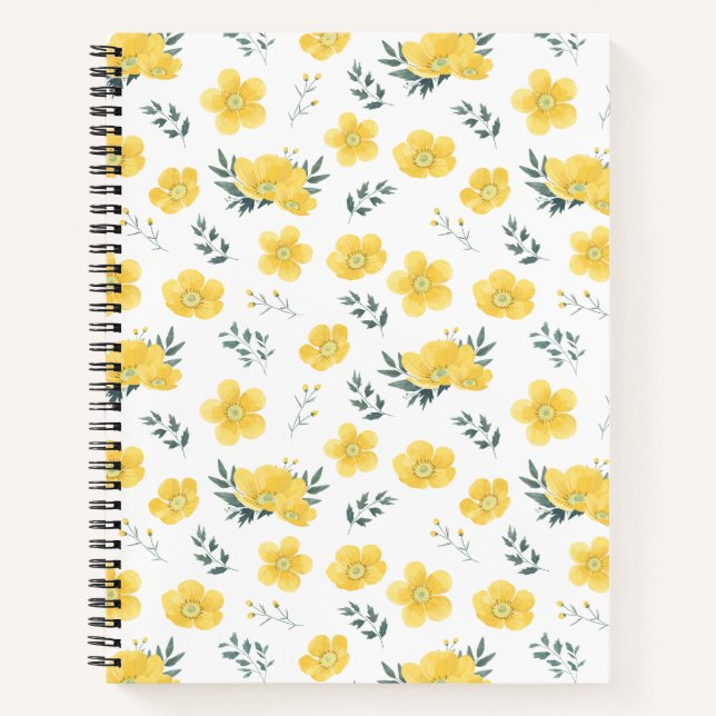 Cuaderno elegante de flores amarillas (Anverso)