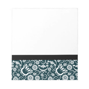 Cuaderno elegante de flores blanco negro