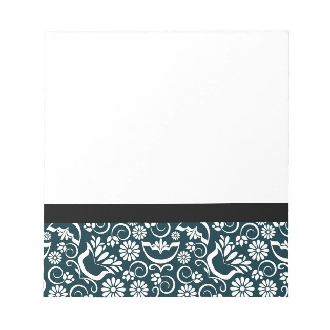 Cuaderno elegante de flores blanco negro (Frente)