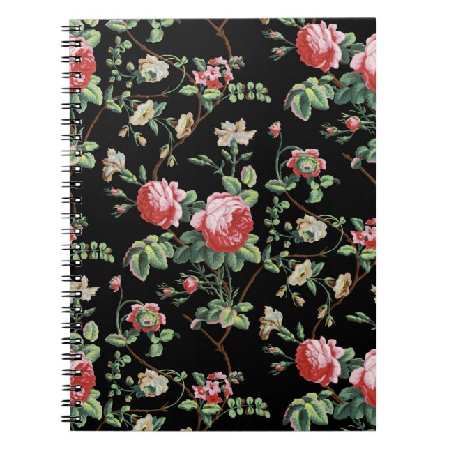 Cuaderno elegante de flores rosa rosa de Moda vint (Frente)