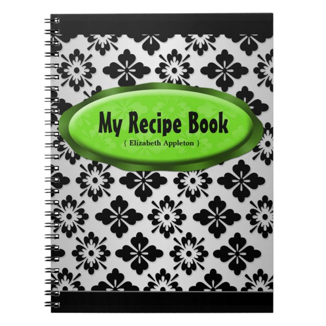 Cuaderno elegante de la receta de la verde lima (Frente)