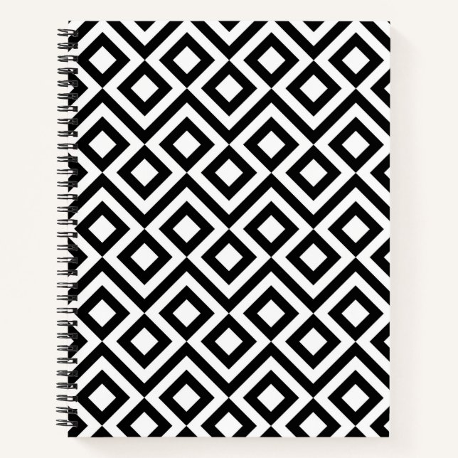 Cuaderno elegante de maletero blanco y negro (Anverso)
