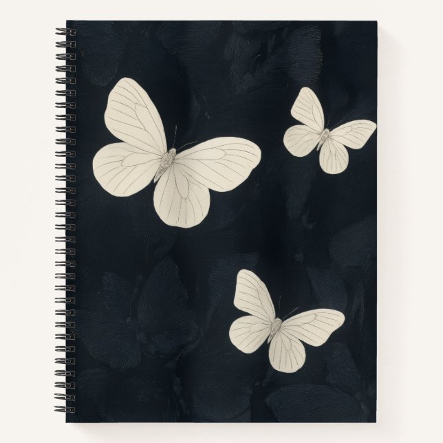 Cuaderno elegante de mariposas tejido en espiral (Anverso)