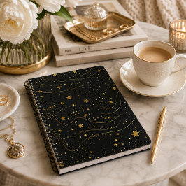 Cuaderno elegante de noche estrellada en oro