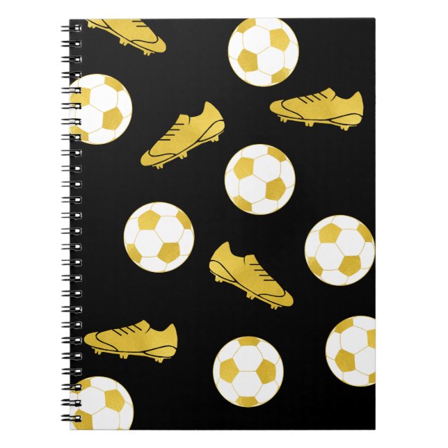 Cuaderno Elegante de oro Clásico de fútbol limpia bolas neg (Frente)