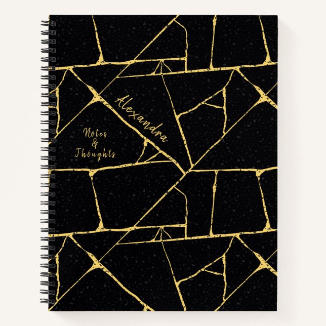 Cuaderno Elegante de oro negro Kintî Pottery Arte japonés (Anverso)